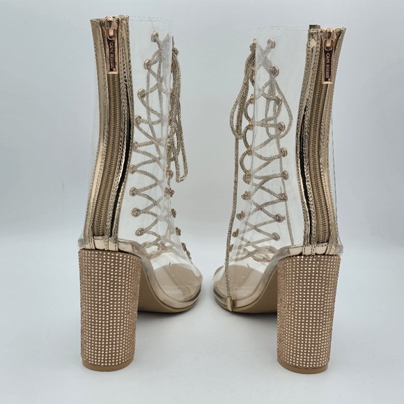 NWOT Cape Robbin Lookey Rose Gold Clear See-through Transparent Heeled Booties - Picture 5 of 16